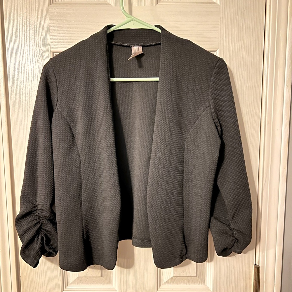 Vivienne Grace Open Front Blazer Jacket 3/4 Sleeves Cinched